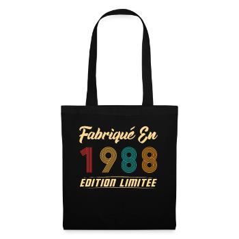 Fabriqué en 1988 Vintage Cadeau D'anniversaire - Sac en tissu - noir - Devant