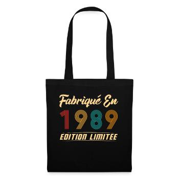 Fabriqué en 1989 Vintage Cadeau D'anniversaire - Sac en tissu - noir - Devant