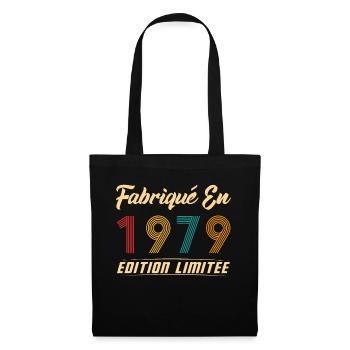 Fabriqué en 1979 Vintage Cadeau D'anniversaire - Sac en tissu - noir - Devant