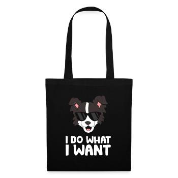 Je fais ce que je veux Drôle de Border Collie - Sac en tissu - noir - Devant