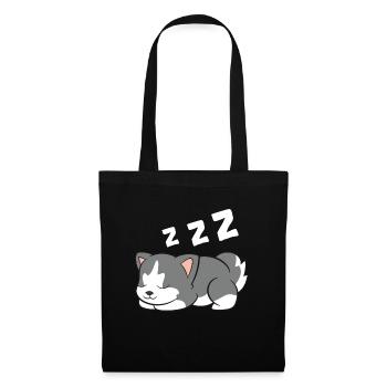 Sleeping Husky Dog Husky Pajama Cute Siberian - Stoffbeutel - Schwarz - Vorne