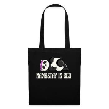 Nappy Namaste in Bed Panda Lazy Artwork - Stoffbeutel - Schwarz - Vorne