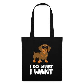 Dackel Hund Ich mache was ich will Niedlicher - Stoffbeutel - Schwarz - Vorne