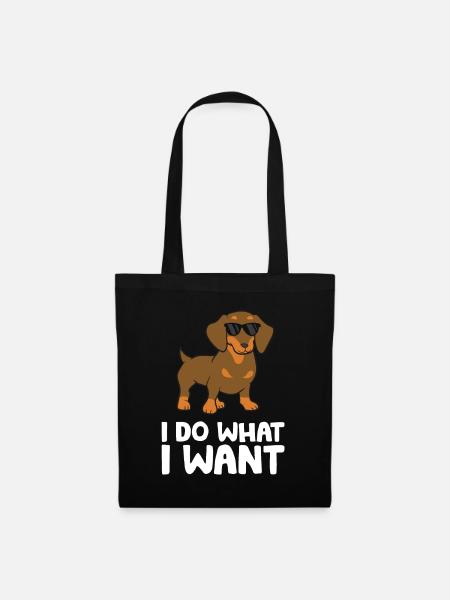 Dackel Hund Ich mache was ich will Niedlicher - Stoffbeutel - Schwarz
