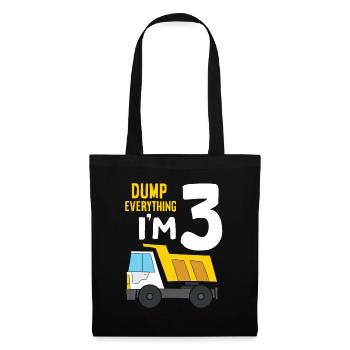 Dump Everything I’m 3 Birthday Construction 3rd - Sac en tissu - noir - Devant
