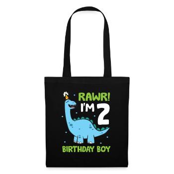 Rawr Je suis 2 Birthday Boy Dinosaurs - Sac en tissu - noir - Devant