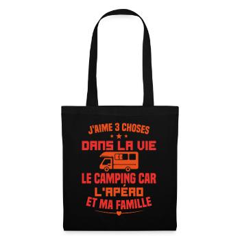 le camping car l'apéro et ma famille Humour Cadeau - Sac en tissu - noir - Devant