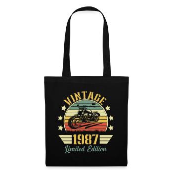 Vintage 1987 Retro Motorcycle Birthday Gift - Tote Bag - black - Front