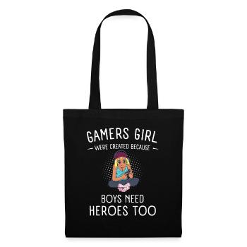 Gamers Girl Because Boys Need Heroes Geek Gamer - Sac en tissu - noir - Devant