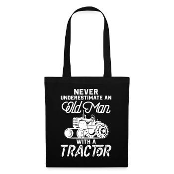 Mens Never Underestimate An Old Man With A Tractor - Tote Bag - black - Front