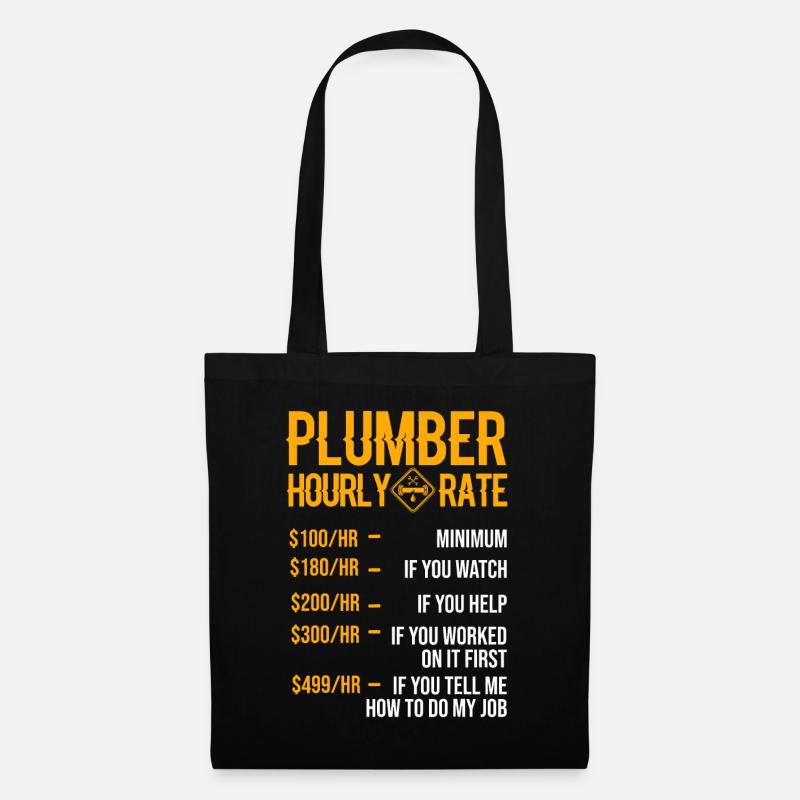 Funny Plumber Men Plumber Hourly Rate Plumber - Tote Bag - black