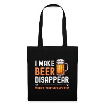 Ich lasse Bier verschwinden Was ist deine Superkraft lustig - Stoffbeutel - Schwarz - Vorne