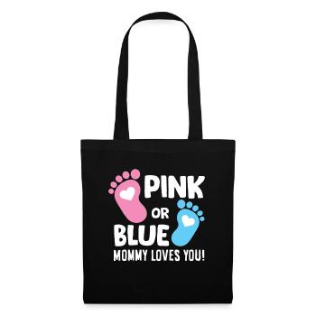 Sexe Révéler la grossesse Rose ou Bleu Maman aime - Sac en tissu - noir - Devant