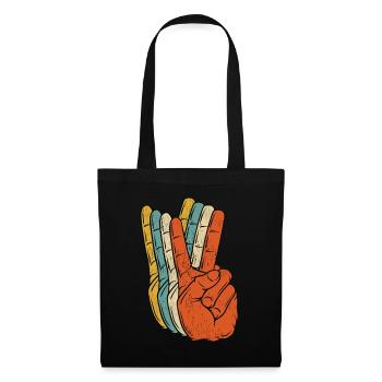 Chemise Retro Peace Vintage 60's 70's Hippie Cadeau - Sac en tissu - noir - Devant