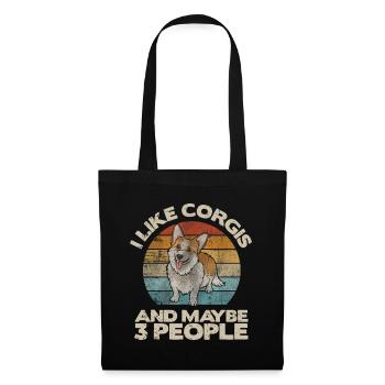 T-shirt Corgi, T-shirt amoureux des chiens, Chemise Corgi drôle, Co - Sac en tissu - noir - Devant