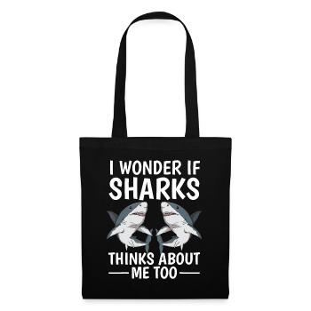 Je me demande si les requins pensent aussi à moi Citer les requins - Sac en tissu - noir - Devant
