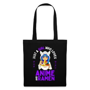 Nur ein Mädchen, das Anime und Ramen liebt Frauen Teen G - Stoffbeutel - Schwarz - Vorne