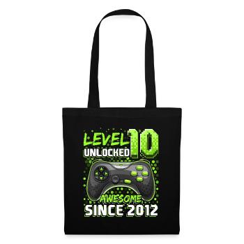 Level 10 Freigeschaltet Fantastisches 2012 Videospiel 10th Bir - Stoffbeutel - Schwarz - Vorne