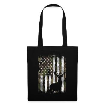 Camo US Flag Cerf Elk Buck Camoflage Chasse Hunte - Sac en tissu - noir - Devant