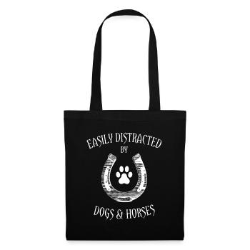 Facilement distrait par les chiens et les chevaux - Horseback R - Sac en tissu - noir - Devant