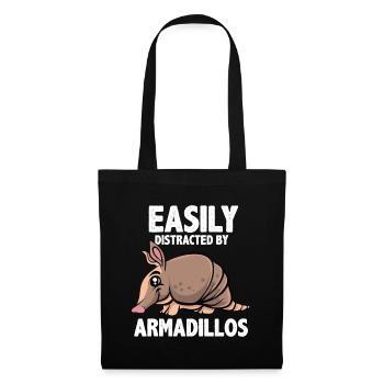 Easily Distracted by Armadillos Funny Armadillo Lo - Tote Bag - black - Front