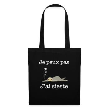 Je peux pas j'ai sieste humour dormir idee cadeau - Sac en tissu - noir - Devant