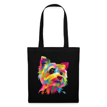 Colorful Pop Art Yorkshire Terrier Portrait Yorkie - Tote Bag - black - Front