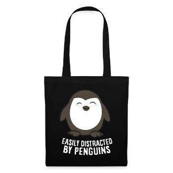 Cute Penguin Lover Gift Easily Distracted By Pengu - Tote Bag - black - Front