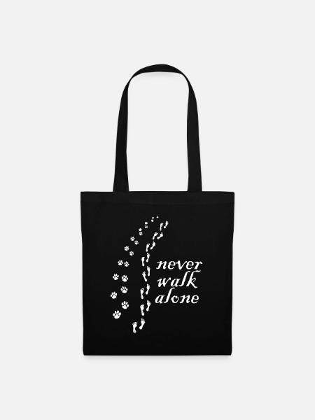 Never walk alone Dog Lovers Gift - Tote Bag - black