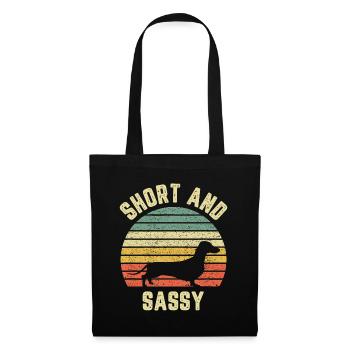 Vintage Dachshund Funny Weiner Dog Short Sassy - Tote Bag - black - Front