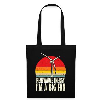Énergie renouvelable Im A Big Fan Cadeau rétro du Jour de la Terre - Sac en tissu - noir - Devant