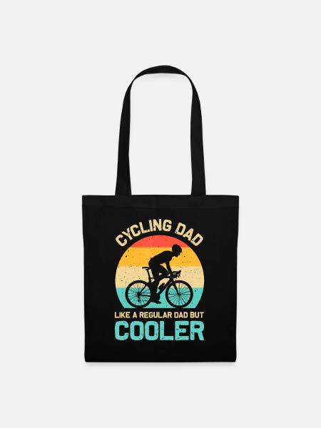 Fietsende vader als een gewone vader, maar cooler grappig Cy - Stoffen tas - zwart