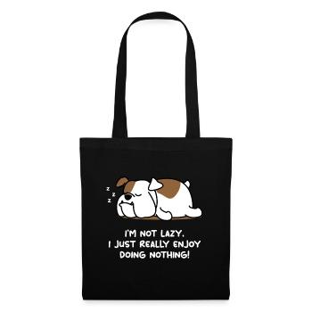 Lazy English Bulldog Lover Tshirt Chiot Chien Englis - Sac en tissu - noir - Devant