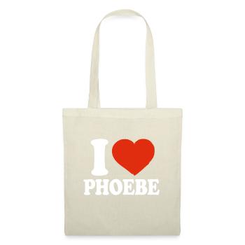 Ich liebe Phoebe, I Heart Phoebe, Red Heart Valentine - Stoffbeutel - Natur - Vorne