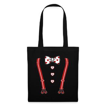 Suspender Valentines Day Cute Heart V-Day Costumes - Tote Bag - black - Front