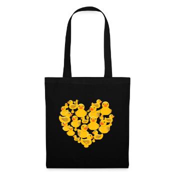 Canard en caoutchouc coeur Saint Valentin en famille, enfants, b - Sac en tissu - noir - Devant