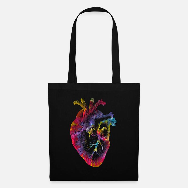 Tie Dye Anatomisches Herz Valentinstag Anatomie Lo - Stoffbeutel - Schwarz