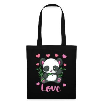 Panda Valentines Day Shirt Hearts Love Women Girls - Tote Bag - black - Front