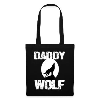 Daddy Wolf Shirt Matching Family Tribe Wolves Moon - Tote Bag - black - Front