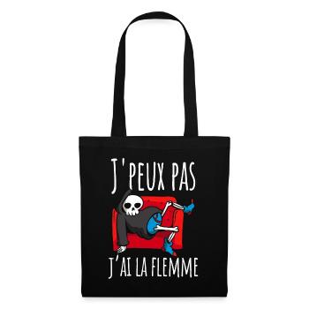 J'Peux Pas J'ai la Flemme - Sac en tissu - noir - Devant