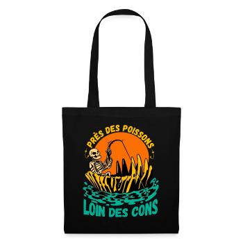 Près des Poissons Loin des Cons cadeau pêcheur - Sac en tissu - noir - Devant