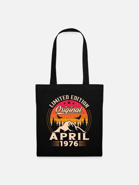 Jahrgang geboren im April 1976 Geburtstagsgeschenk - Stoffbeutel - Schwarz