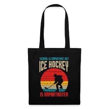 Schule Wichtig Eishockey Wichtiger Lustige Jungs - Stoffbeutel - Schwarz - Vorne