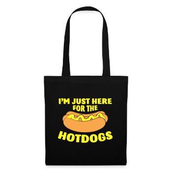 Ich bin nur wegen der Hotdogs Funny Hot Dogdoghotd hier - Stoffbeutel - Schwarz - Vorne