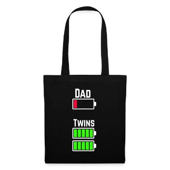 Mens Tired Twin Dad Low Battery Charge Full Batter - Sac en tissu - noir - Devant