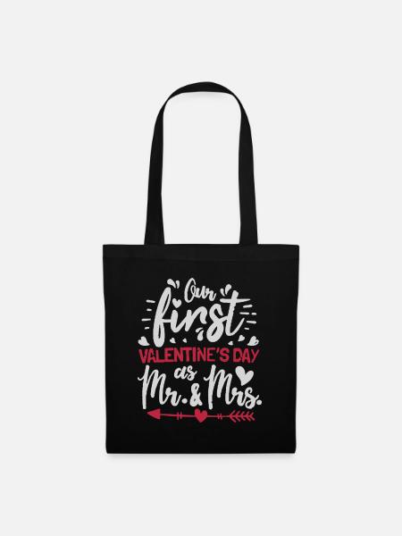 Nouvellement mariés notre première Saint-Valentin en tant que M. et Mme Le - Sac en tissu - noir