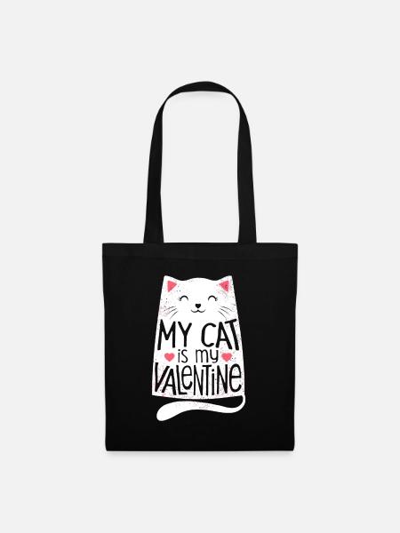 My Cat Is My Valentine Valentines Day Women Kitten - Tote Bag - black