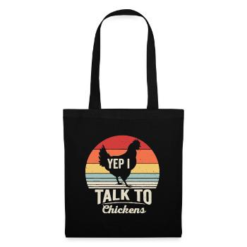 Vintage Retro Yep I Talk To Chickens Cute Chicken - Tote Bag - black - Front