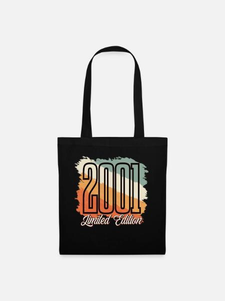 2001 Année de naissance Anniversaire Année de construction Vintage Rétro - Sac en tissu - noir