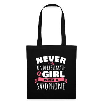 Saxophoniste Femme Saxophoniste Fille Saxopho - Sac en tissu - noir - Devant
